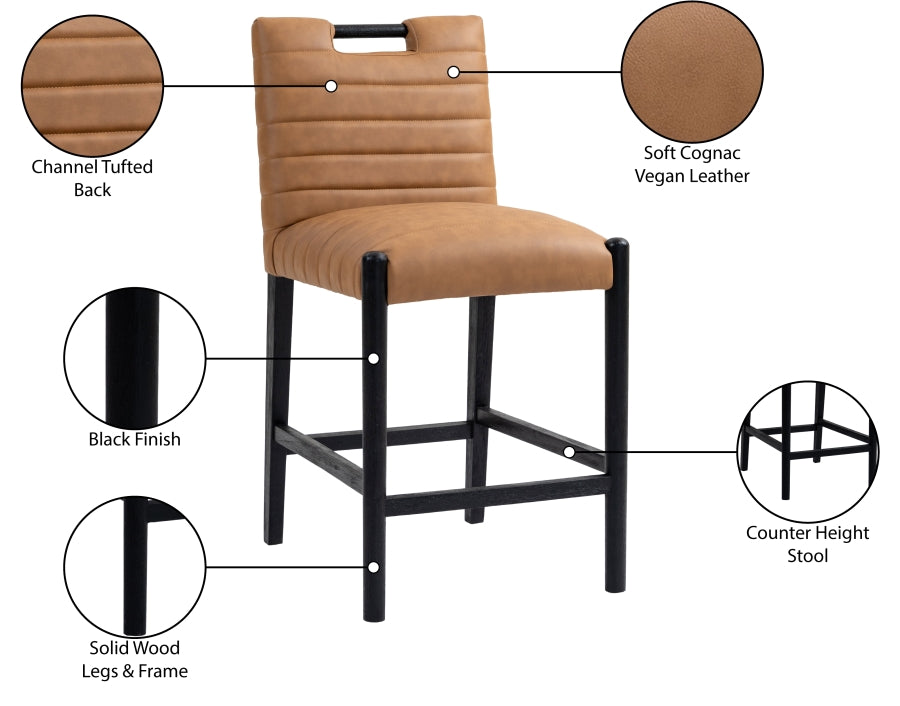Aimee Vegan Leather Upholstered Counter Stool — 11029-C - Cognac - 11029Cognac-C Infographic