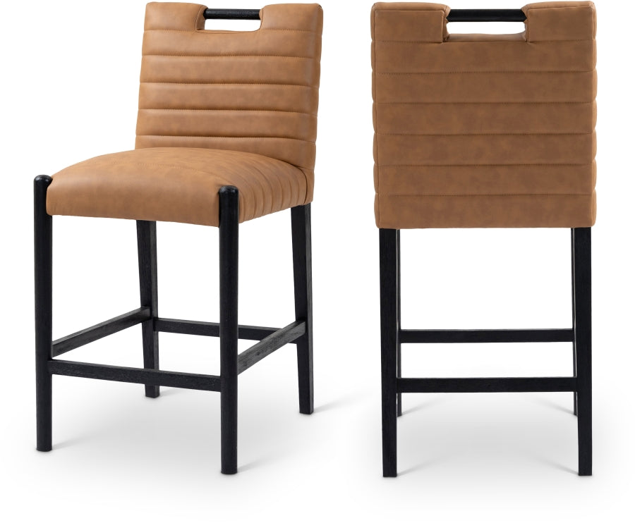 Aimee Vegan Leather Upholstered Counter Stool — 11029-C - Cognac - 11029Cognac-C Double Chair