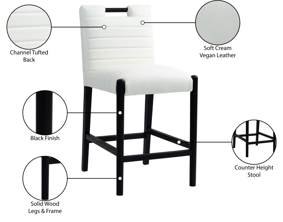Aimee Vegan Leather Upholstered Counter Stool — 11029-C - Cream - 11029Cream-C Infographic