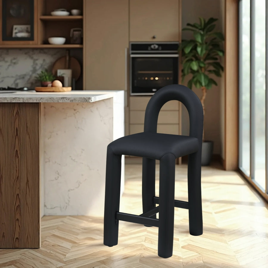 Amari Vegan Leather Upholstered Counter Stool — 11064-C - Black - 11064Black-C alternate view 1