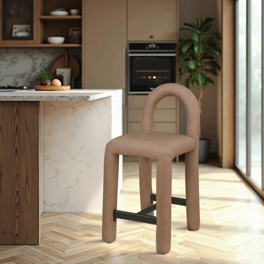Amari Vegan Leather Upholstered Counter Stool — 11064-C - Brown - 11064Brown-C alternate view 1