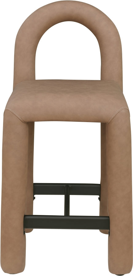 Amari Vegan Leather Upholstered Counter Stool — 11064-C - Brown - 11064Brown-C alternate view 2
