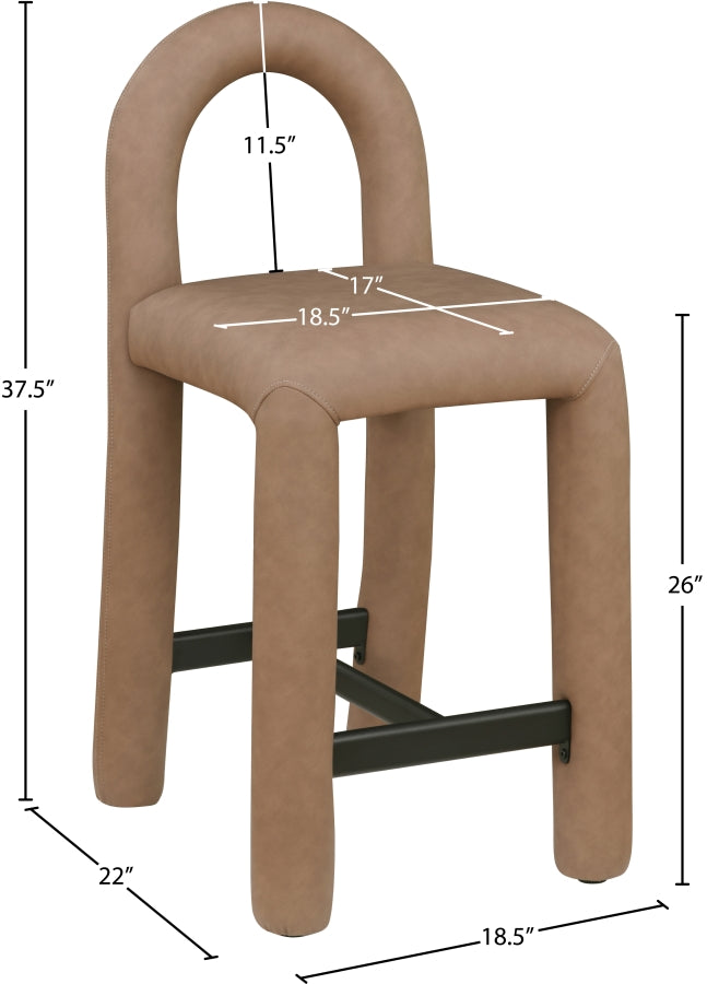 Amari Vegan Leather Upholstered Counter Stool — 11064-C - Brown - 11064Brown-C Dim