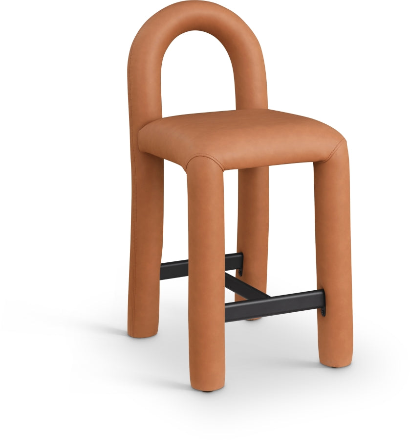 Amari Vegan Leather Upholstered Counter Stool — 11064-C - Cognac - 11064Cognac-C