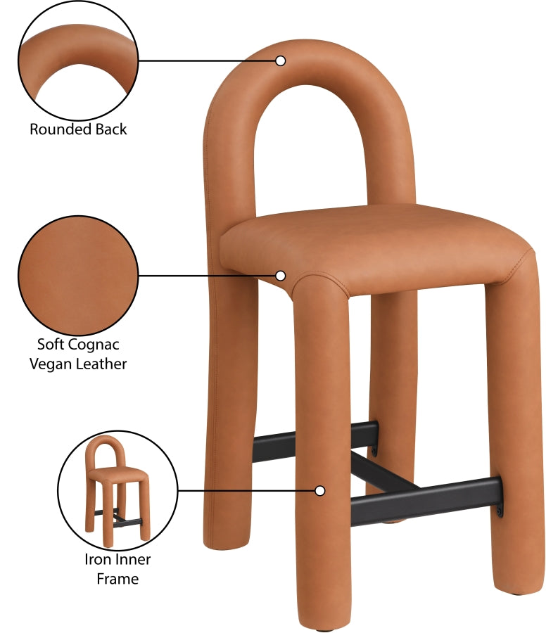 Amari Vegan Leather Upholstered Counter Stool — 11064-C - Cognac - 11064Cognac-C Infographic