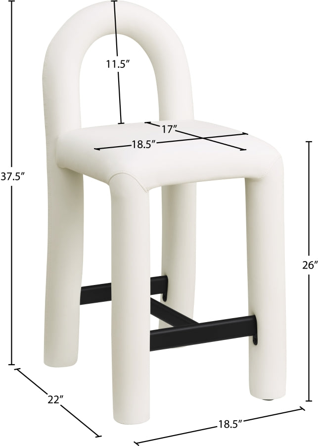 Amari Vegan Leather Upholstered Counter Stool — 11064-C - Cream - 11064Cream-C Dim