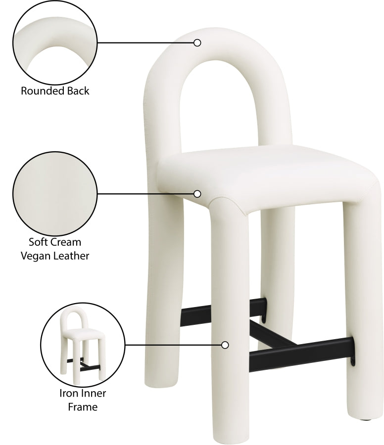 Amari Vegan Leather Upholstered Counter Stool — 11064-C - Cream - 11064Cream-C Infographic