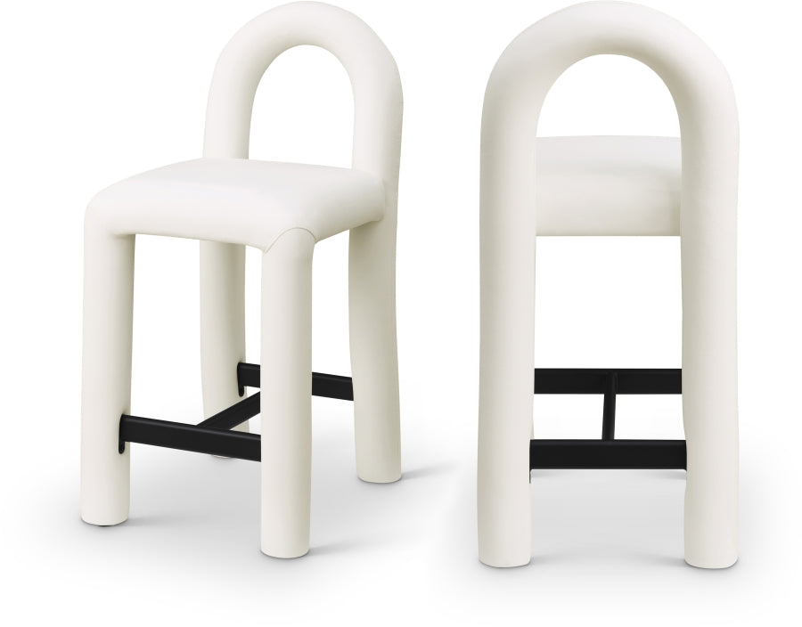 Amari Vegan Leather Upholstered Counter Stool — 11064-C - Cream - 11064Cream-C Double Chair