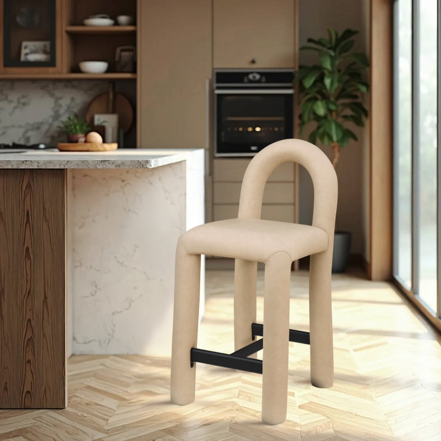 Amari Vegan Leather Upholstered Counter Stool — 11064-C - Tan - 11064Tan-C alternate view 1