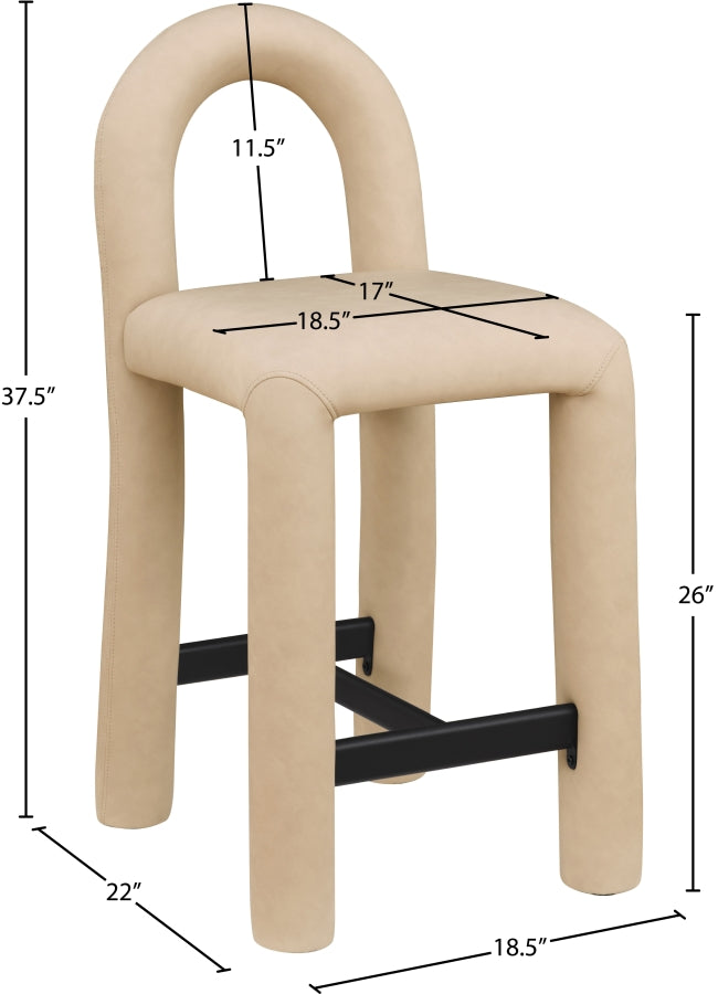 Amari Vegan Leather Upholstered Counter Stool — 11064-C - Tan - 11064Tan-C Dim