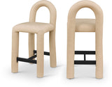 Amari Vegan Leather Upholstered Counter Stool — 11064-C - Tan - 11064Tan-C Double Chair