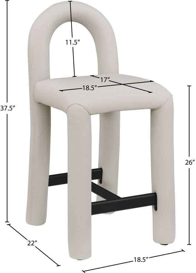 Amari Vegan Leather Upholstered Counter Stool — 11064-C - Taupe - 11064Taupe-C Dim