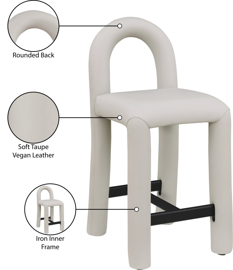 Amari Vegan Leather Upholstered Counter Stool — 11064-C - Taupe - 11064Taupe-C Infographic
