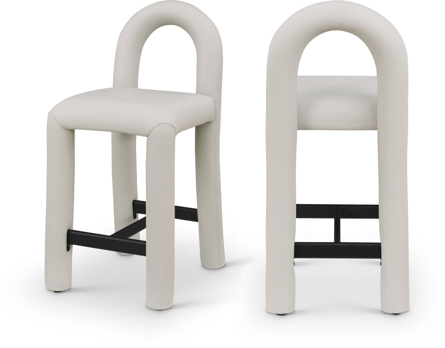 Amari Vegan Leather Upholstered Counter Stool — 11064-C - Taupe - 11064Taupe-C Double Chair
