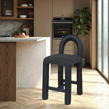 Amari Vegan Leather and Boucle Fabric Upholstered Counter Stool — 11066-C - Black - 11066Black-C alternate view 1