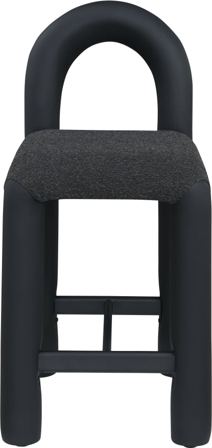 Amari Vegan Leather and Boucle Fabric Upholstered Counter Stool — 11066-C - Black - 11066Black-C alternate view 2