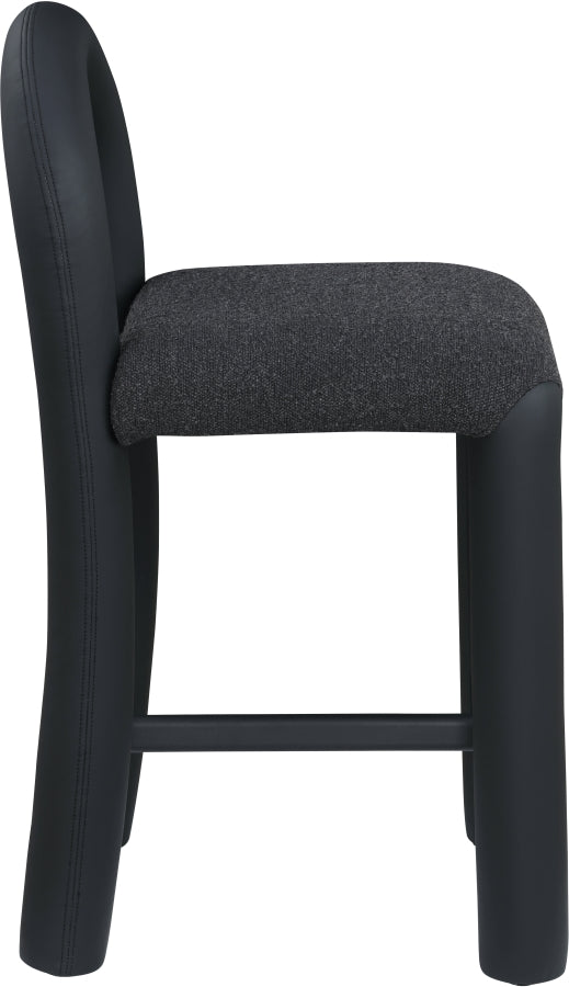 Amari Vegan Leather and Boucle Fabric Upholstered Counter Stool — 11066-C - Black - 11066Black-C alternate view 3