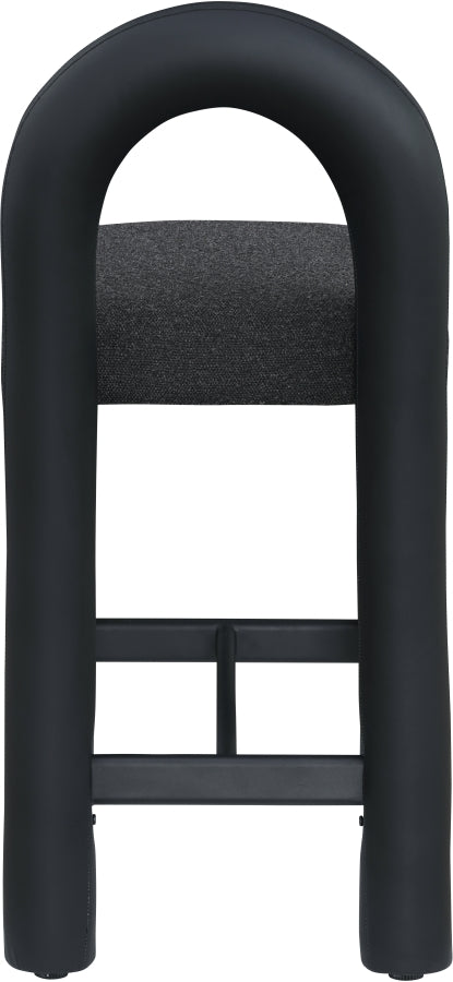 Amari Vegan Leather and Boucle Fabric Upholstered Counter Stool — 11066-C - Black - 11066Black-C alternate view 4