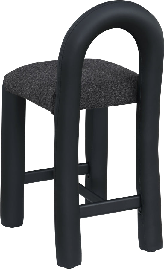 Amari Vegan Leather and Boucle Fabric Upholstered Counter Stool — 11066-C - Black - 11066Black-C alternate view 5