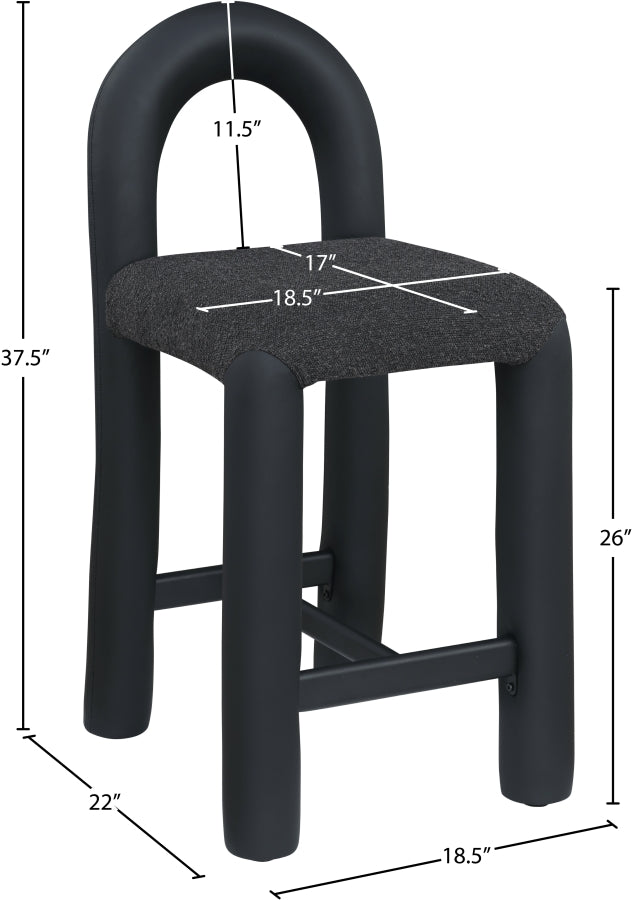 Amari Vegan Leather and Boucle Fabric Upholstered Counter Stool — 11066-C - Black - 11066Black-C Dim