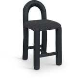 Amari Vegan Leather and Boucle Fabric Upholstered Counter Stool — 11066-C - Black - 11066Black-C