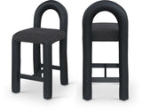 Amari Vegan Leather and Boucle Fabric Upholstered Counter Stool — 11066-C - Black - 11066Black-C Double Chair