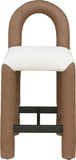 Amari Vegan Leather and Boucle Fabric Upholstered Counter Stool — 11066-C - Brown - 11066Brown-C alternate view 2