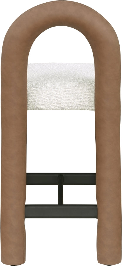 Amari Vegan Leather and Boucle Fabric Upholstered Counter Stool — 11066-C - Brown - 11066Brown-C alternate view 4