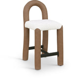 Amari Vegan Leather and Boucle Fabric Upholstered Counter Stool — 11066-C - Brown - 11066Brown-C