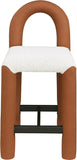 Amari Vegan Leather and Boucle Fabric Upholstered Counter Stool — 11066-C - Cognac - 11066Cognac-C alternate view 2