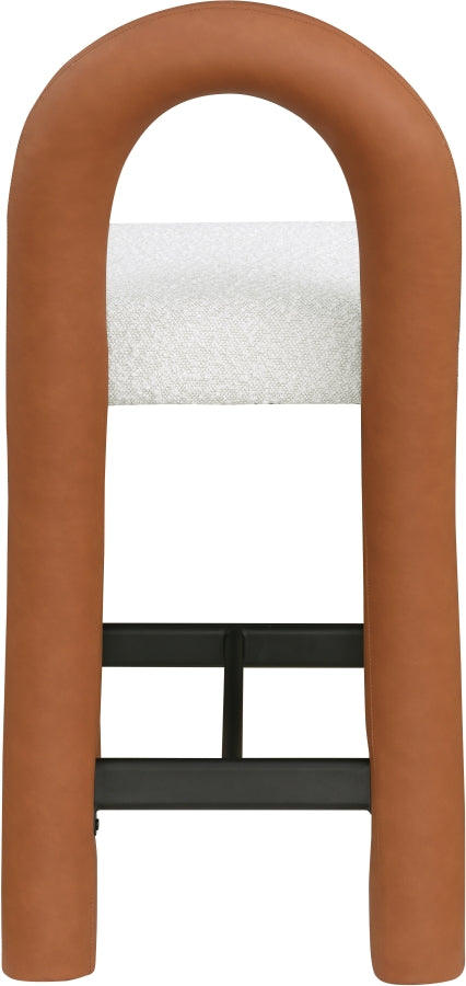 Amari Vegan Leather and Boucle Fabric Upholstered Counter Stool — 11066-C - Cognac - 11066Cognac-C alternate view 4