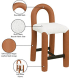 Amari Vegan Leather and Boucle Fabric Upholstered Counter Stool — 11066-C - Cognac - 11066Cognac-C Infographic