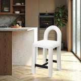 Amari Vegan Leather and Boucle Fabric Upholstered Counter Stool — 11066-C - Cream - 11066Cream-C alternate view 1