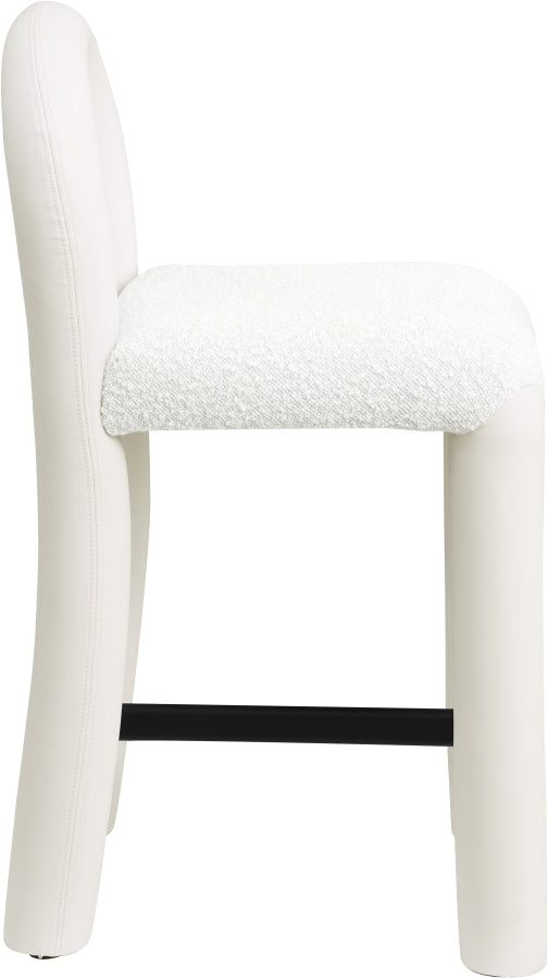 Amari Vegan Leather and Boucle Fabric Upholstered Counter Stool — 11066-C - Cream - 11066Cream-C alternate view 3