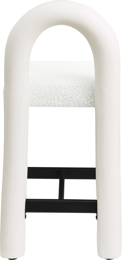 Amari Vegan Leather and Boucle Fabric Upholstered Counter Stool — 11066-C - Cream - 11066Cream-C alternate view 4