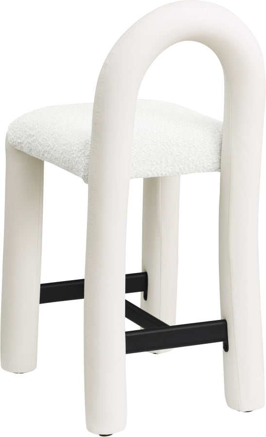 Amari Vegan Leather and Boucle Fabric Upholstered Counter Stool — 11066-C - Cream - 11066Cream-C alternate view 5