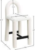 Amari Vegan Leather and Boucle Fabric Upholstered Counter Stool — 11066-C - Cream - 11066Cream-C Dim
