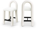 Amari Vegan Leather and Boucle Fabric Upholstered Counter Stool — 11066-C - Cream - 11066Cream-C Double Chair