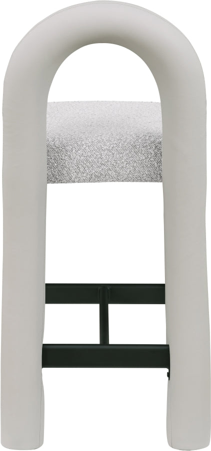 Amari Vegan Leather and Boucle Fabric Upholstered Counter Stool — 11066-C - Taupe - 11066Taupe-C alternate view 4