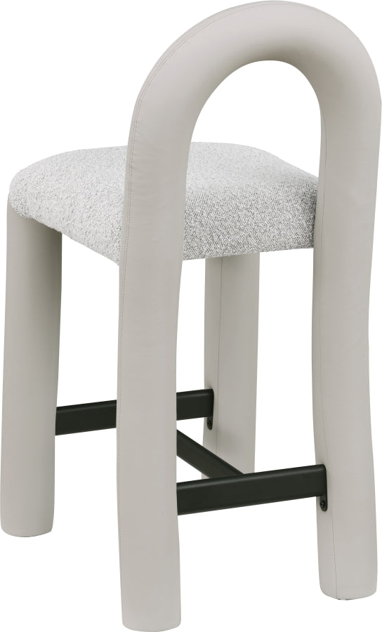 Amari Vegan Leather and Boucle Fabric Upholstered Counter Stool — 11066-C - Taupe - 11066Taupe-C alternate view 5