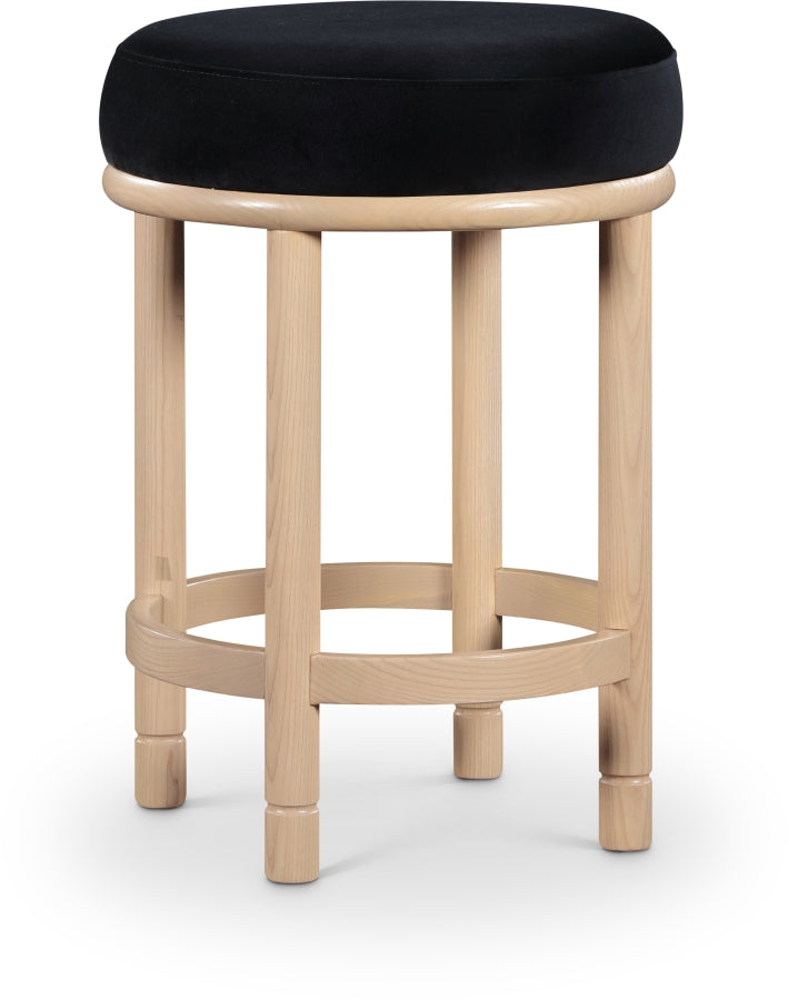 Monette Velvet Upholstered Counter Stool — 976-C - Black - 976Black-C