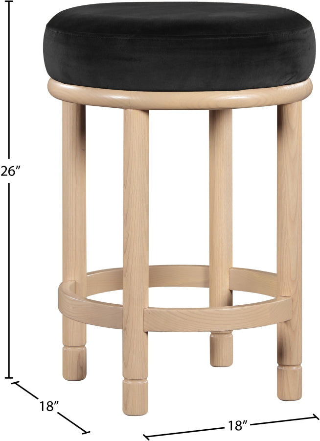 Monette Velvet Upholstered Counter Stool — 976-C - Black - 976Black-C Dim