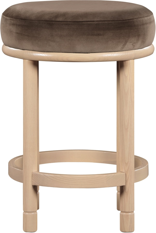 Monette Velvet Upholstered Counter Stool — 976-C - Brown - 976Brown-C alternate view 2