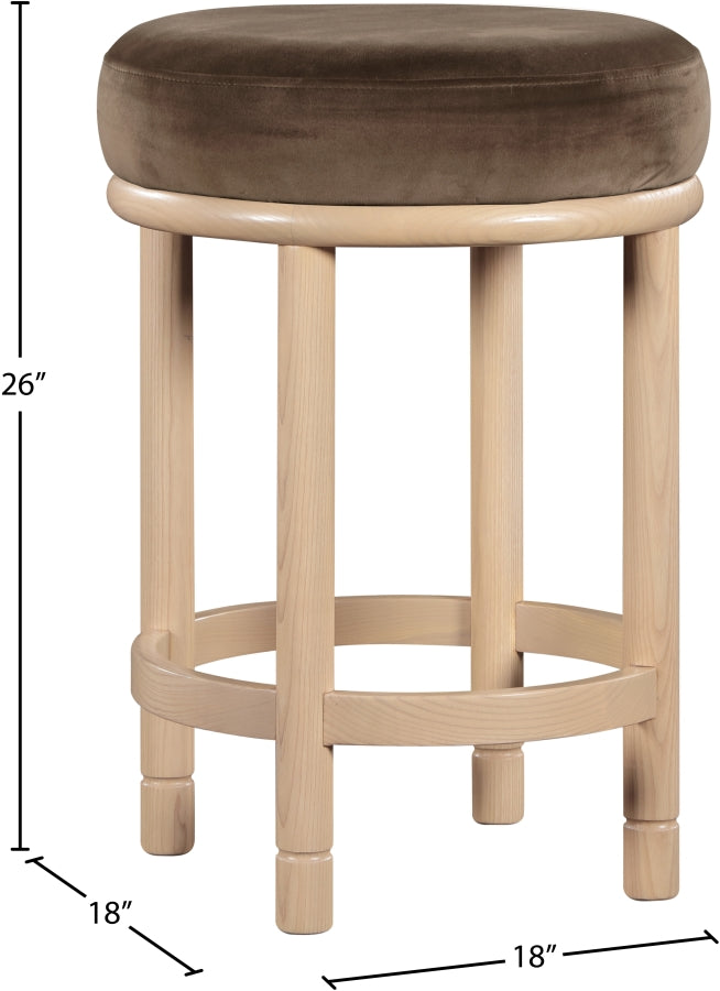 Monette Velvet Upholstered Counter Stool — 976-C - Brown - 976Brown-C Dim
