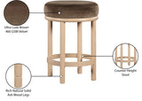 Monette Velvet Upholstered Counter Stool — 976-C - Brown - 976Brown-C Infographic