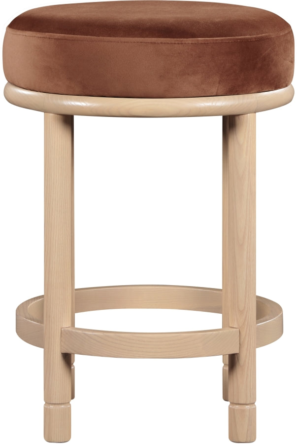 Monette Velvet Upholstered Counter Stool — 976-C - Cognac - 976Cognac-C alternate view 2