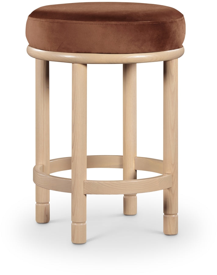 Monette Velvet Upholstered Counter Stool — 976-C - Cognac - 976Cognac-C