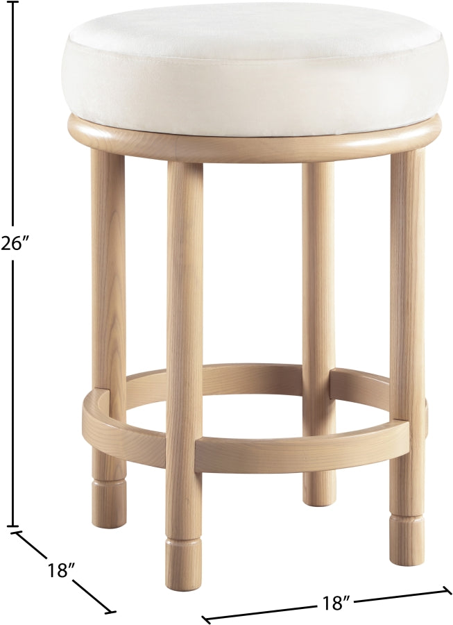 Monette Velvet Upholstered Counter Stool — 976-C - Cream - 976Cream-C Dim