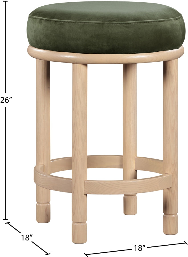 Monette Velvet Upholstered Counter Stool — 976-C - Green - 976Green-C Dim