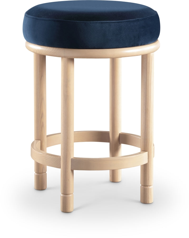 Monette Velvet Upholstered Counter Stool — 976-C - Blue - 976Navy-C